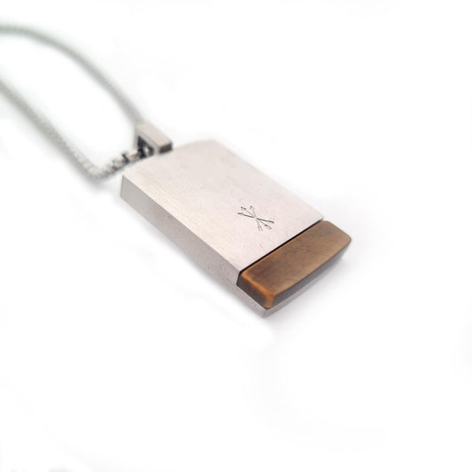 Custom Arabic Calligraphy Necklace with Brown Stone