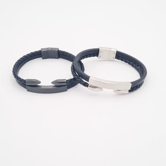 Modern Edge: Black Men's Leather Bracelet