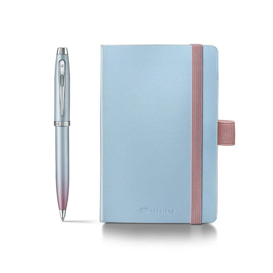 Sheaffer Gift Set: Expressions Blue and Pink Pearlised Gradient Ballpoint Pen Small Notebook