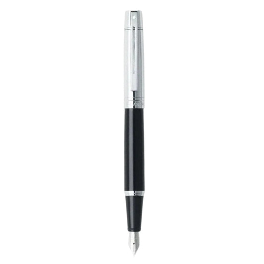 Glossy Black & Chrome Fountain Pen with Chrome Trims – Medium Nib
