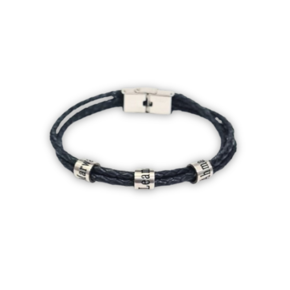 Custom Family Names Leather Bracelet - Gift for Father