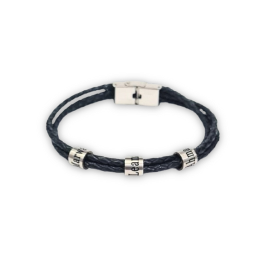 Custom Family Names Leather Bracelet - Gift for Father