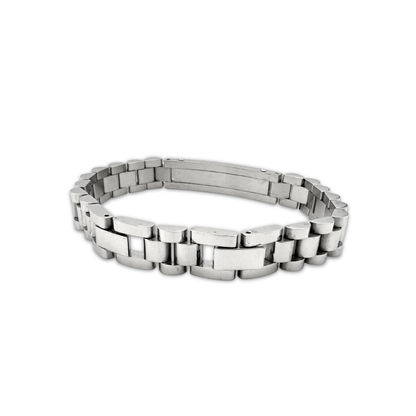 Stainless Steel Link Bracelet for Men – Custom Engraved Plate