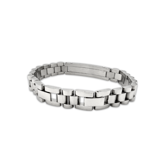 Stainless Steel Link Bracelet for Men – Custom Engraved Plate