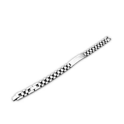 Stainless Steel Link Bracelet for Men – Custom Engraved Plate