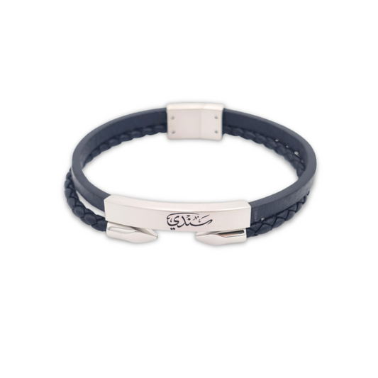 Modern Edge: Black Men's Leather Bracelet