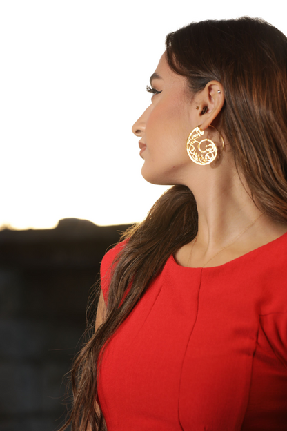 Engraved Poetic Arabic Spiral Earrings - أنا من أهوى، ومن أهوى أنا