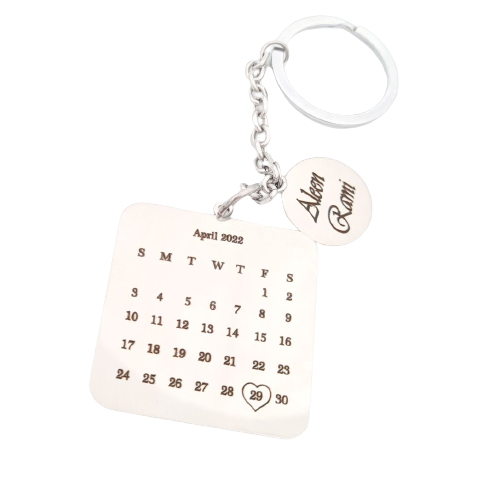 Personalized Calendar Keychain - Custom Date Keyring Keepsake
