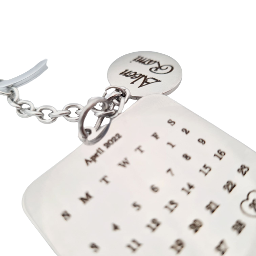 Personalized Calendar Keychain - Custom Date Keyring Keepsake